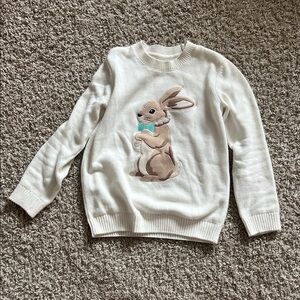 Gymboree Cream Crewneck Sweater with Bunny Appliqué